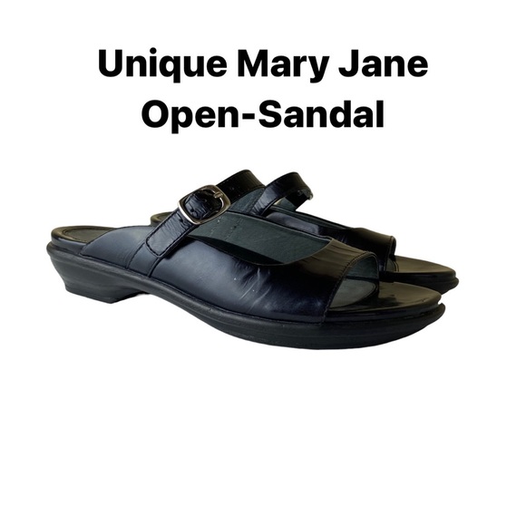 Dansko Crinkle Patent Leather BLACK Slip On Sandals - Picture 7 of 16